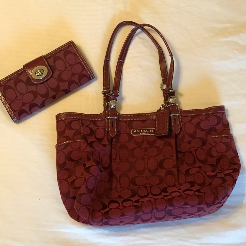Coach bag with matching wallet